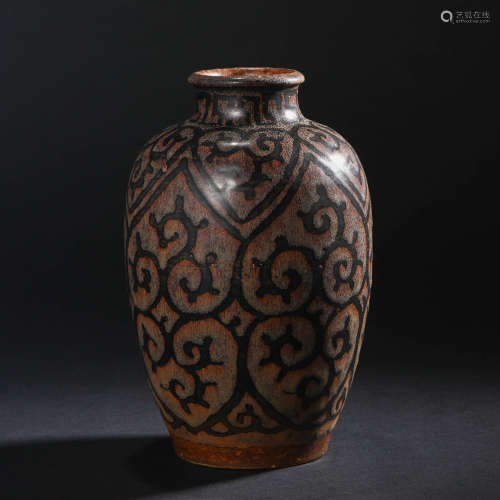Yuan Dynasty,  Sauce-glazed flower vase