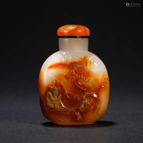 Qing Dynasty,  Agate Snuff Bottle