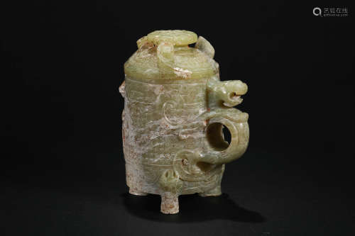 Yuan Dynasty,  Hetian Jade Beast Head Cup