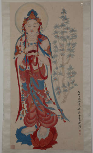 Chinese ink painting Zhang Daqian's Buddha statue