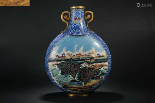 Qing Dynasty， Cloisonne Holding Moon Vase