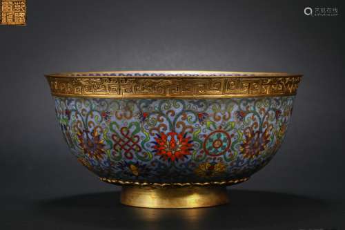 Qing Dynasty，A large bowl of cloisonne flowers
