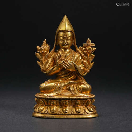 Qing Dynasty, Inlaid with gold Tsongkhapa picture
