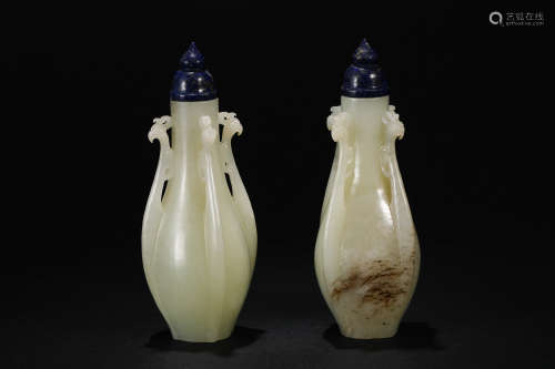 Qing Dynasty,  Hetian jade lapis lazuli vase