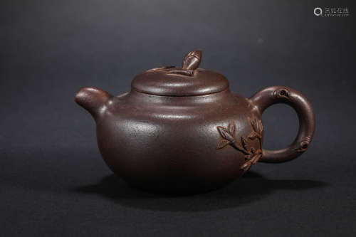 Qing Dynasty,  Flower Purple Clay Teapot