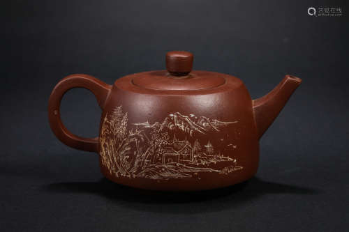 Qing Dynasty,  Bamboo-shaped Purple Clay Teapot
