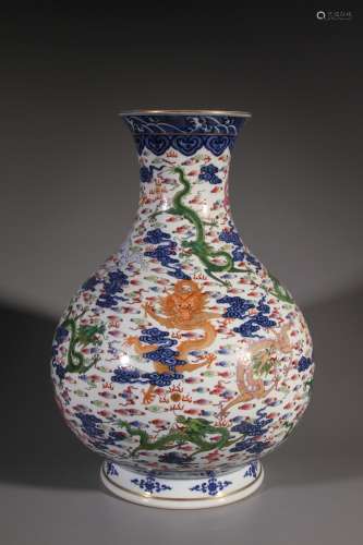 Blue-and-white Famille Rose Vase