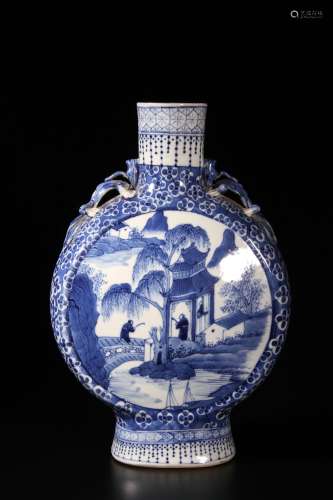 Blue-and-white Moon-shaped Vase