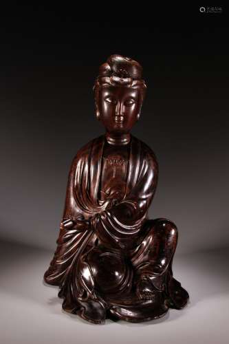 Red Sandalwood Statue of Seated Avalokitesvara