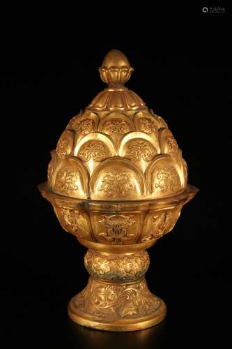 Gilt Copper Pagoda-shaped Incense Burner