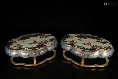 A Pair of Cloisonne Stands