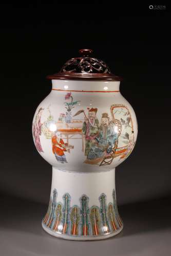 Famille Rose Dou-shaped Zun Vessel