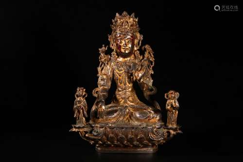 Gilt Statue of Seated Avalokitesvara