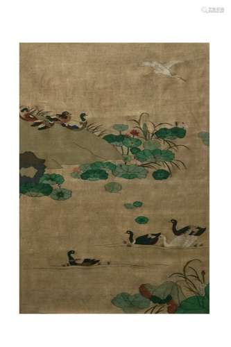 Kesi -Tapestry Painting of Ducks and Lotus