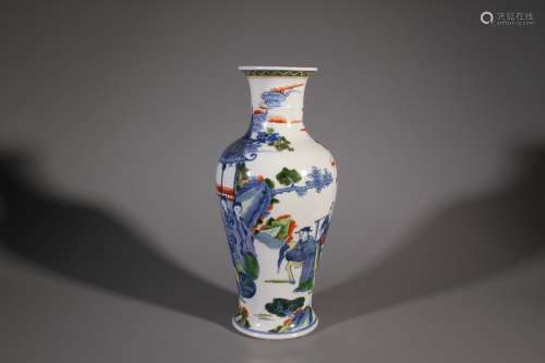 Blue-and-white Multicolored Vase