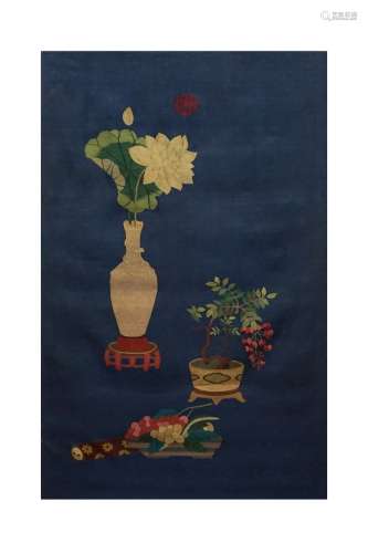 Kesi -Tapestry Painting of Lotus and Fruits