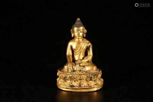 Gilt Copper Statue of Seated Sakyamuni