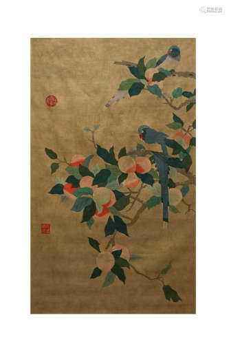 Kesi -Tapestry Painting of Two Birds
