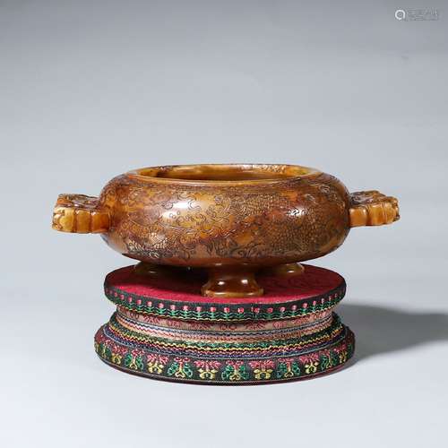 Old Collection. Tianhuang Stone Tripod Incense Burner