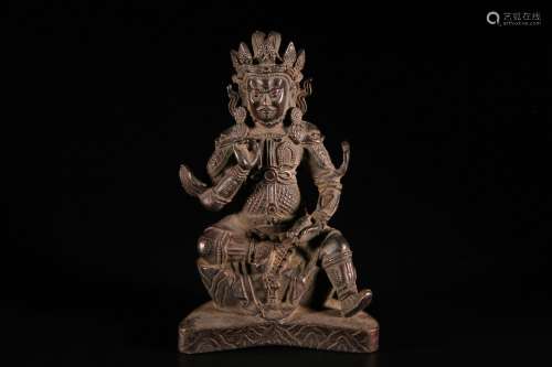 Copper Statue of Seated God of Wealth