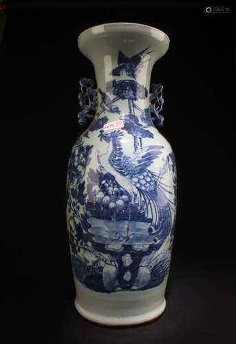 Antique Chinese Blue And White Porcelain Vase