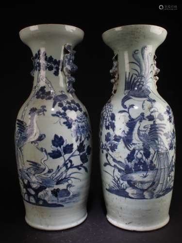 A Group of Two Antique Chinese Blue And White Porcelain