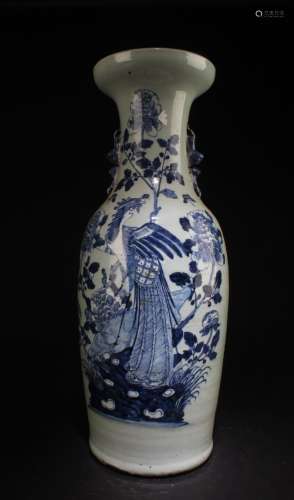 Antique Chinese Blue And White Porcelain Vase