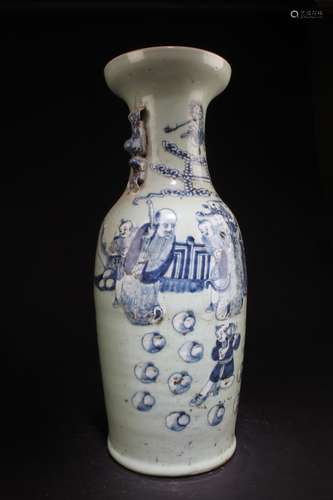 Antique Chinese Blue And White Porcelain Vase