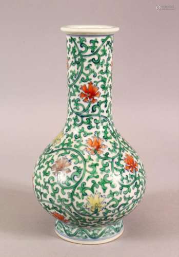 A SMALL CHINESE FAMILLE VERTE PORCELAIN VASE, profusely pain...