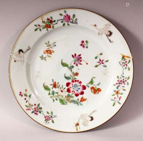 AN 18TH CENTURY CHINESE FAMILLE ROSE PORCELAIN PLATE - decor...