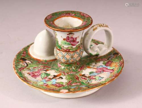 A 19TH CENTURY CHINESE CANTON FAMILLE ROSE PORCELAIN CHAMBER...