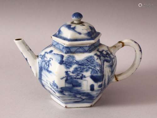 A 18TH / 19TH CENTURY CHINESE BLUE & WHITE PORCELAIN TEA...