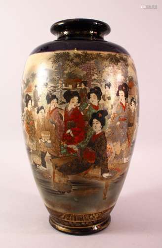 A LARGE JAPANESE LATER MEIJI PERIOD SATSUMA VASE - with two ...