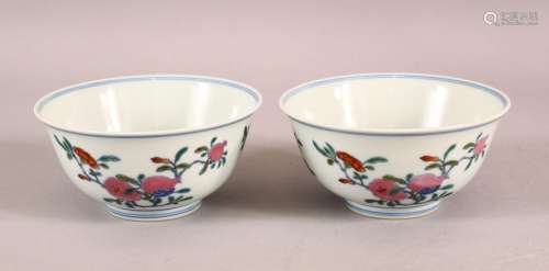 A PAIR OF 19TH / 20TH CENTURY CHINESE DOUCAI DECORATED BOWLS...