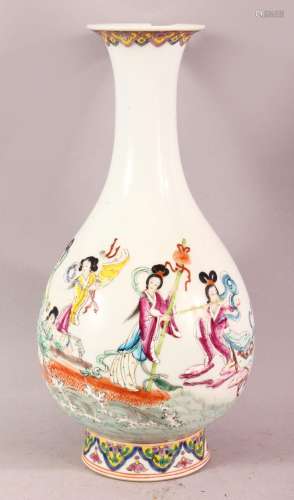 A CHINESE FAMILLE ROSE IMMORTAL PORCELAIN VASE - decorated w...