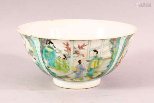 A CHINESE FAMILLE VERTE PORCELAIN BOWL, the bowl decorated w...