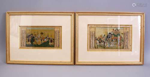 A GOOD PAIR OF 18TH / 19TH CENTURY INDIAN MUGHAL MINIATURE P...