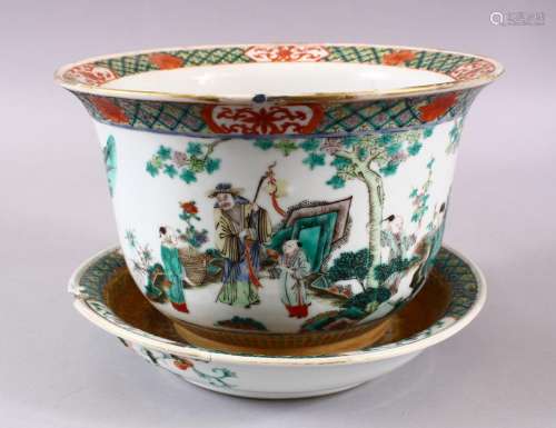 A 19TH / 20TH CENTURY CHINESE FAMILLE VERTE PORCELAIN JARDIN...