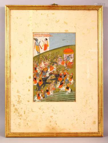 A FINE LARGE 18TH/19TH CENTURY INDIAN MINIATURE PAINTING OF ...