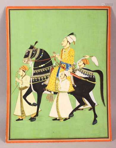 A FINE LARGE 19TH/20TH CENTURY INDIAN MINIATURE PAINTING dep...