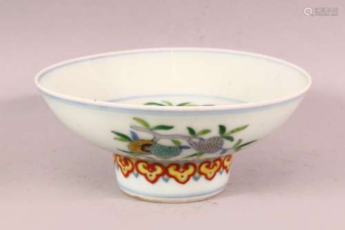 A CHINESE DOUCAI DECORATED PORCELAIN STEM DISH, - decorated ...