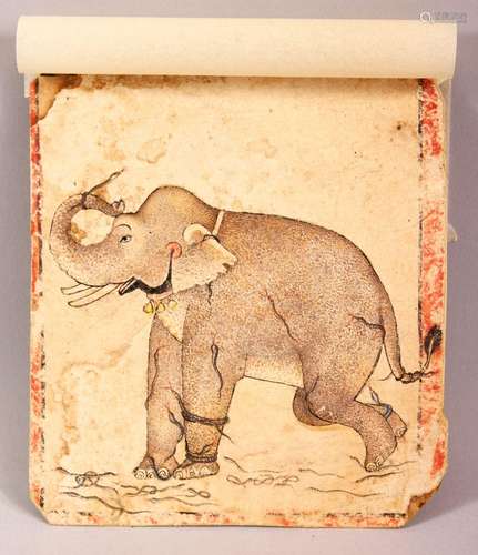 AN 18TH/19TH CENTURY INDIAN MINIATURE PAINTING OF AN ELEPHAN...