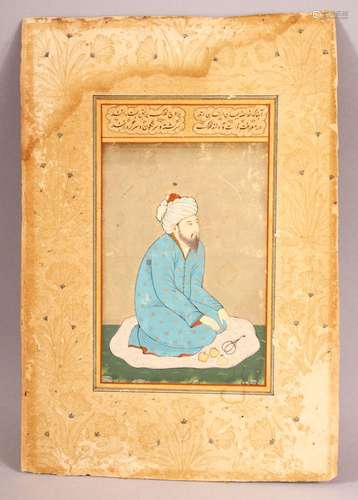 A FINE 18TH/19TH CENTURY INDO PERSIAN PAINTING OF A SEATED H...