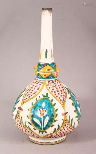 A TURKISH KUTAHYA ROSE WATER SPRINKLER - decorated with flor...