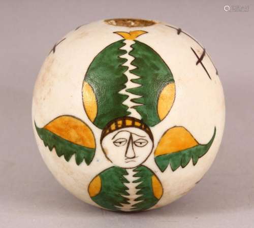 A TURKISH ARMENIAN KUTAHYA POTTERY HANGING BALL - 10CM