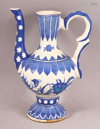 A TURKISH IZNIK POTTERY WATER SURAHI CARAFE - with flowing f...