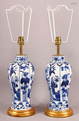 A PAIR OF CHINESE KANGXI STYLE BLUE & WHITE PORCELAIN VA...