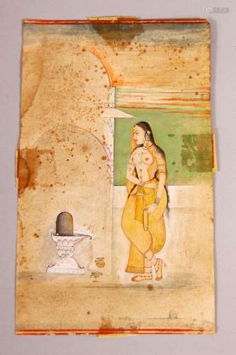 A FINE 18TH/19TH CENTURY INDIAN MINIATURE PAINTING OF A LADY...