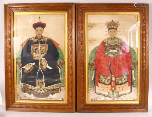 TWO LARGE 18TH/19TH CENTURY PAINTINGS OF AN EMPEROR AND EMPR...