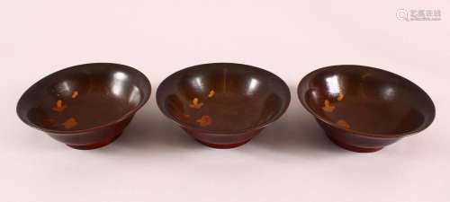 A GROUP OF THREE EARLY 20TH CENTURY MEIJI PERIOD LACQUER BOW...